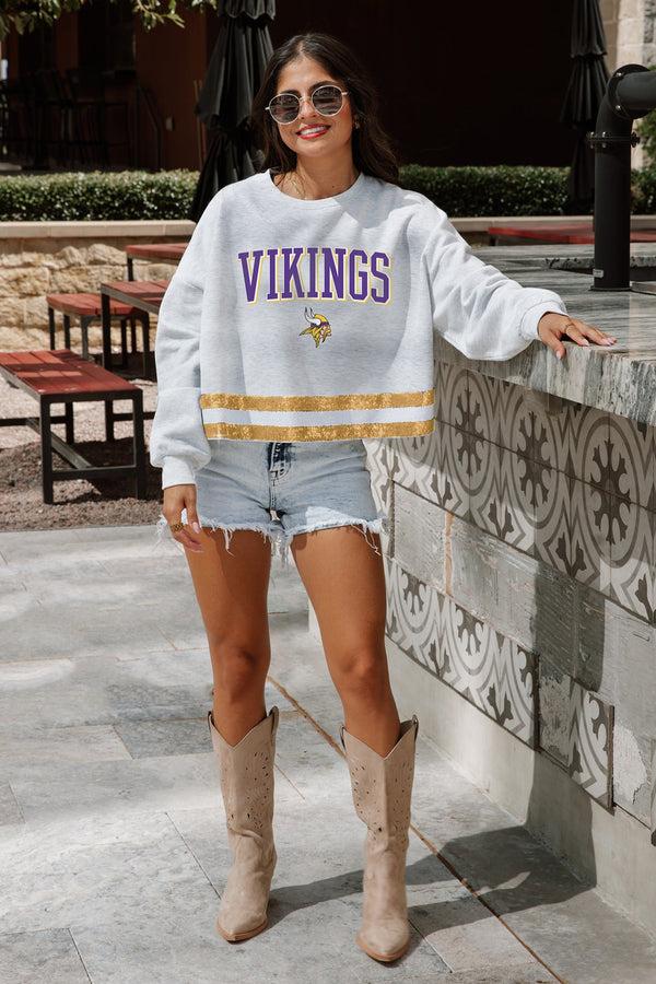 Gameday Couture MINNESOTA VIKINGS Pass The Shine Long-Sleeve Metallic-Stripe Top