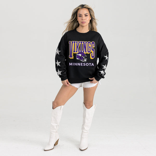 Gameday Couture MINNESOTA VIKINGS PURE VICTORY STAR EMBELLISHED CREW SWEATSHIRT