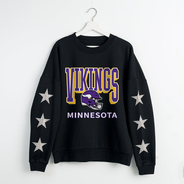 gameday couture MINNESOTA VIKINGS PURE VICTORY STAR EMBELLISHED CREW SWEATSHIRT