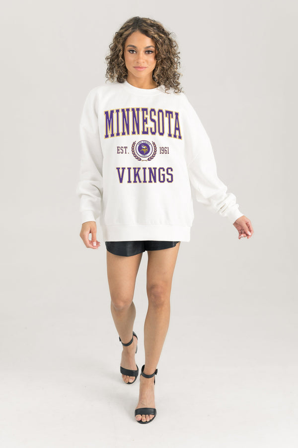 gameday couture MINNESOTA VIKINGS Timeless Triumph Fleece Crewneck Pullover