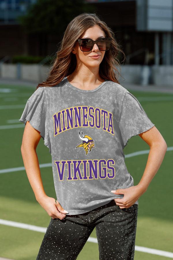 gameday couture MINNESOTA VIKINGS VICTORY MODE FLUTTER SLEEVE TEE IN GREY
