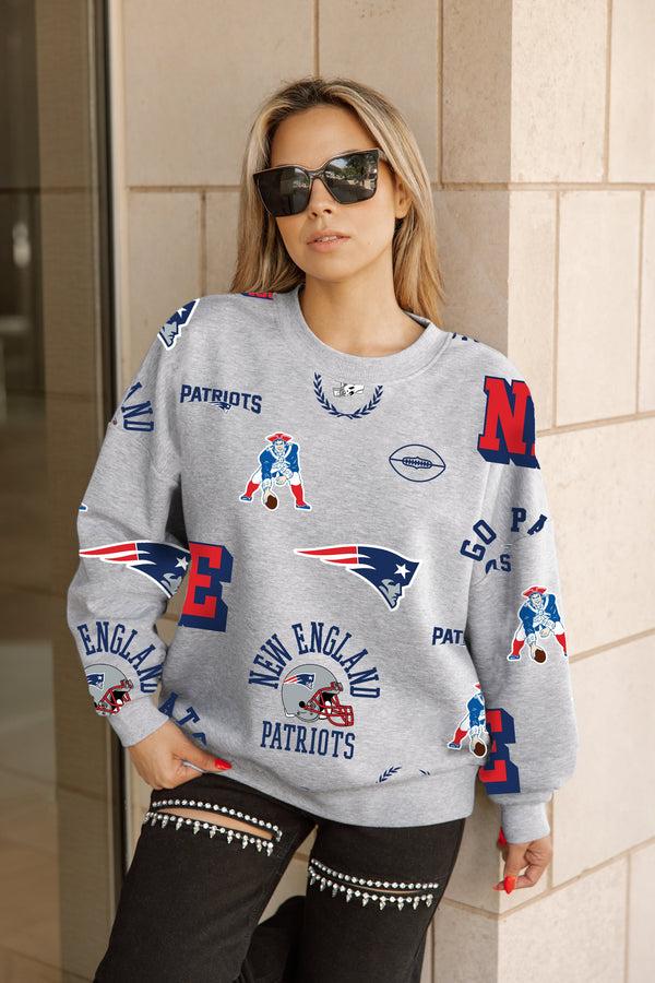 Gameday Couture NEW ENGLAND PATRIOTS ALWAYS ON REPEAT PREMIUM FLEECE CREW SWEATSHIRT