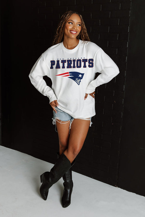 gameday couture NEW ENGLAND PATRIOTS Big Goals Oversized Long-Sleeve Tee