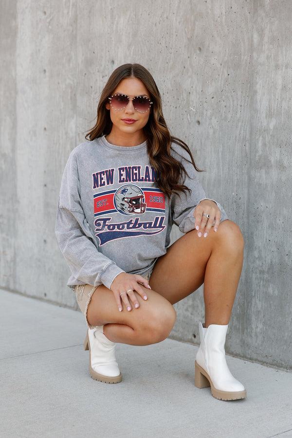 Gameday Couture NEW ENGLAND PATRIOTS No Timeouts Faded Wash Pullover