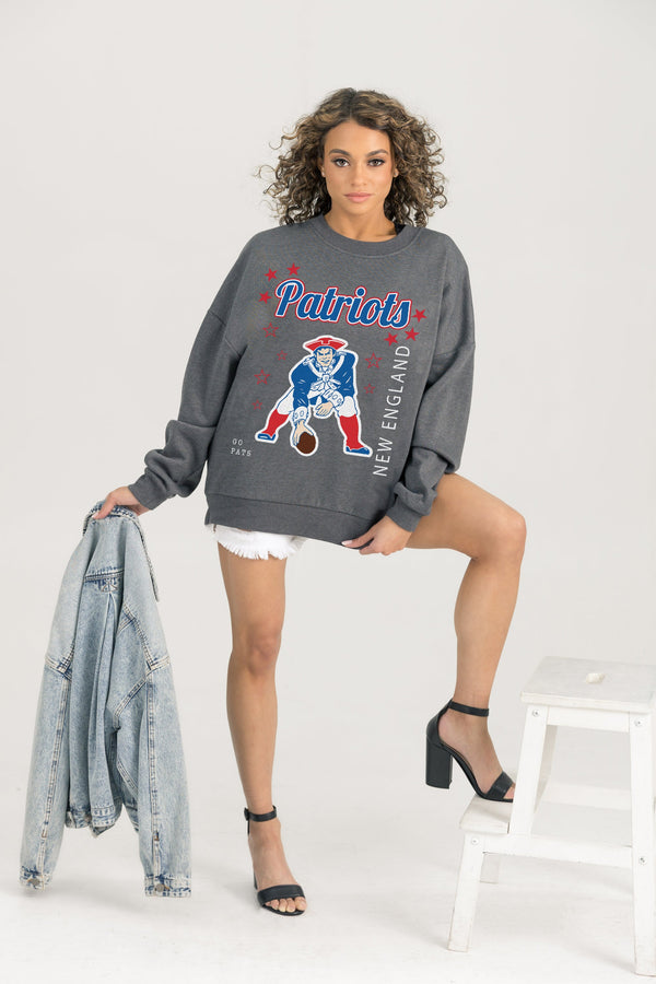 Gameday Couture NEW ENGLAND PATRIOTS Ready To Rumble Fleece Crewneck Pullover