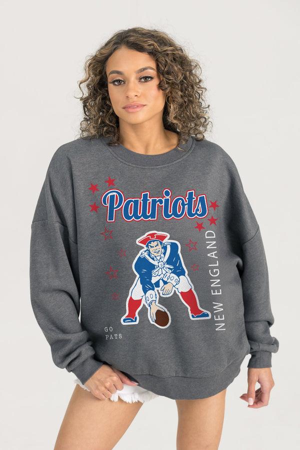Gameday Couture NEW ENGLAND PATRIOTS Ready To Rumble Fleece Crewneck Pullover