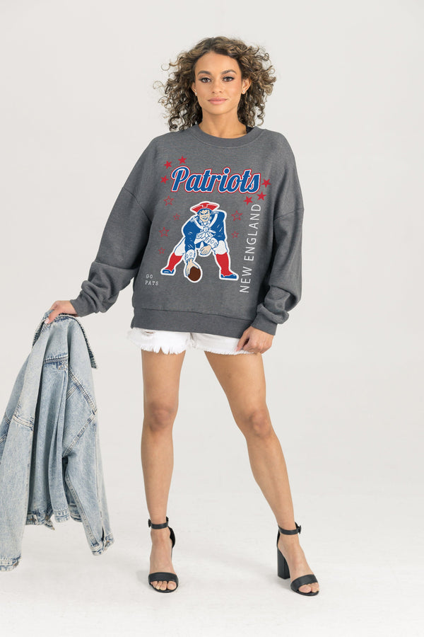 Gameday Couture NEW ENGLAND PATRIOTS Ready To Rumble Fleece Crewneck Pullover