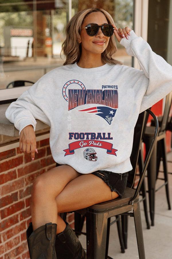 Gameday Couture NEW ENGLAND PATRIOTS Run The Show Fleece Crewneck Pullover