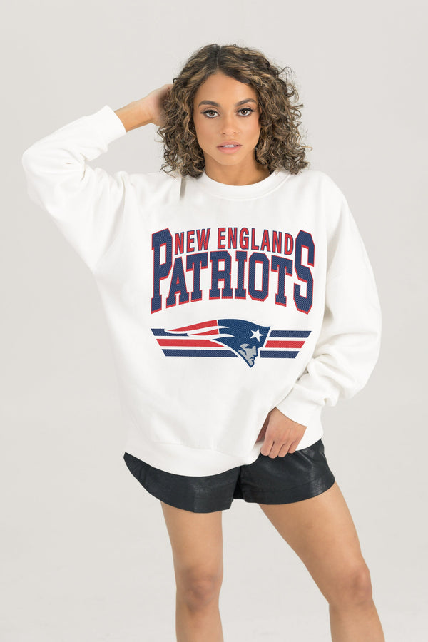 Gameday Couture NEW ENGLAND PATRIOTS SWIFT STRIKE PREMIUM FLEECE CREWNECK PULLOVER