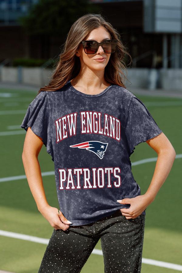 gameday couture NEW ENGLAND PATRIOTS VICTORY MODE FLUTTER SLEEVE TEE IN NAVY