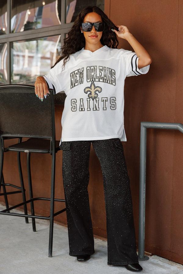 gameday couture NEW ORLEANS SAINTS A Step Ahead Oversized Mesh Tee