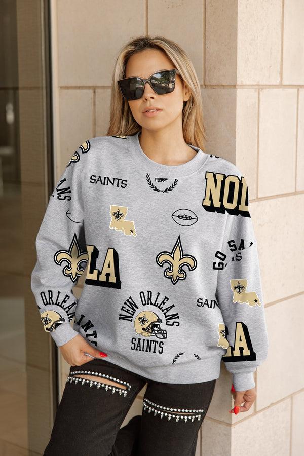 Gameday Couture NEW ORLEANS SAINTS ALWAYS ON REPEAT PREMIUM FLEECE CREW SWEATSHIRT