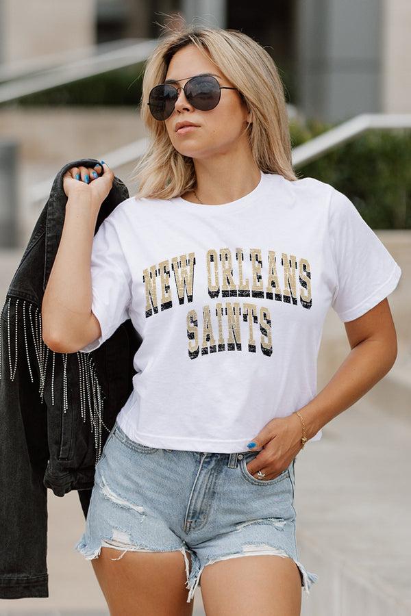 Gameday Couture NEW ORLEANS SAINTS Claim To Fame Boxy-Fit Crop Tee