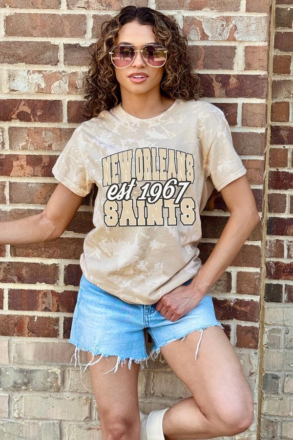 Gameday Couture NEW ORLEANS SAINTS DEEP ROOTS BLEACH WASH TEE
