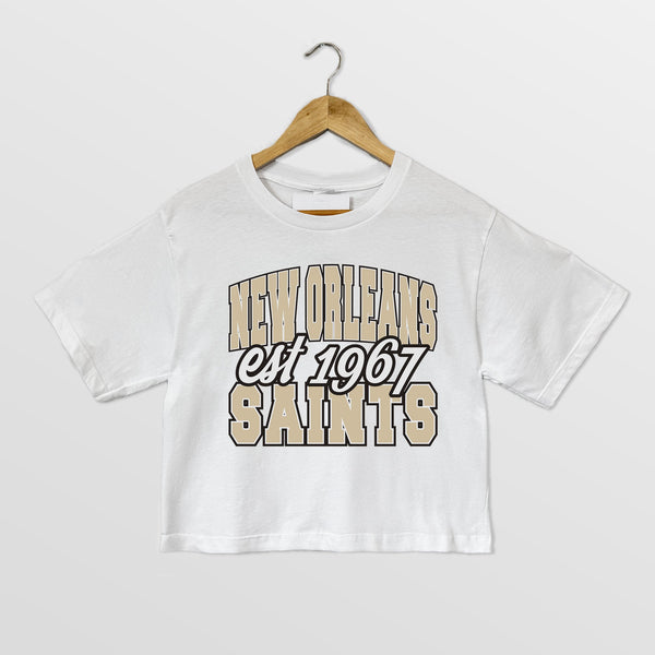 gameday couture NEW ORLEANS SAINTS DEEP ROOTS BOXY FIT CROPPED TEE