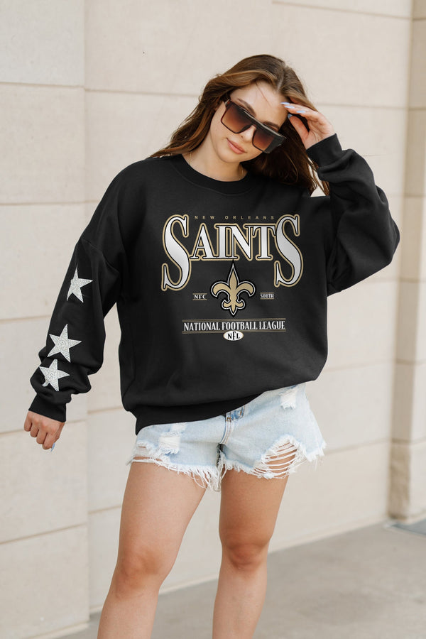 Gameday Couture NEW ORLEANS SAINTS Gameday Glimmer Embellished Star-Sleeve Pullover