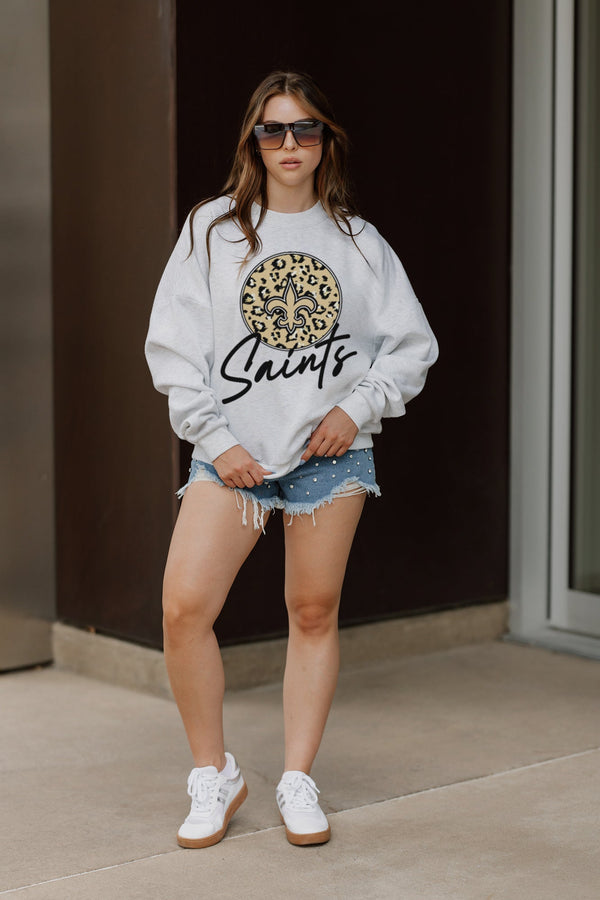 Gameday Couture NEW ORLEANS SAINTS Going Wild Fleece Drop-Shoulder Pullover