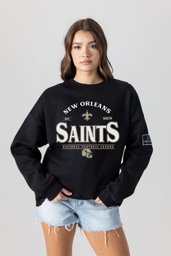 Gameday Couture NEW ORLEANS SAINTS Players Only Fleece Drop-Shoulder Crew