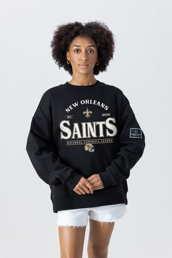gameday couture NEW ORLEANS SAINTS Players Only Fleece Drop-Shoulder Crew