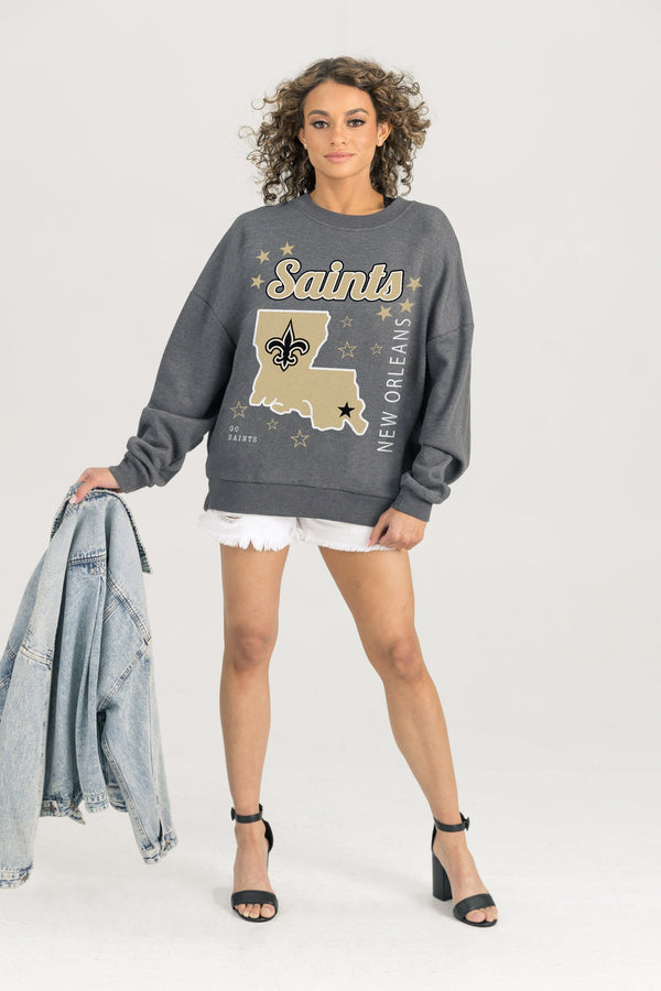 Gameday Couture NEW ORLEANS SAINTS Ready To Rumble Fleece Crewneck Pullover