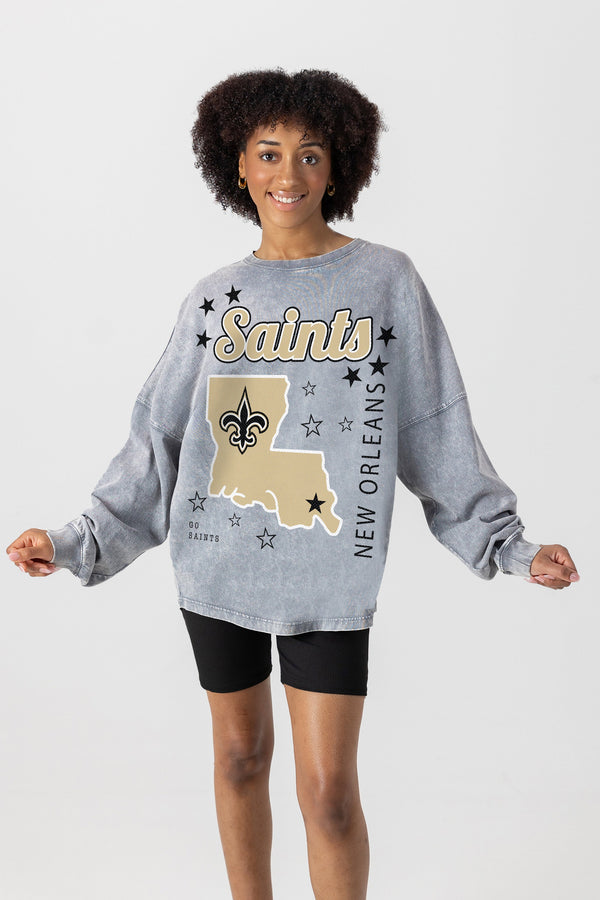 gameday couture NEW ORLEANS SAINTS Starbound Oversized Long-Sleeve Tee