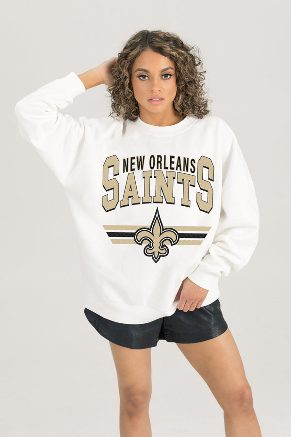Gameday Couture NEW ORLEANS SAINTS SWIFT STRIKE PREMIUM FLEECE CREWNECK PULLOVER