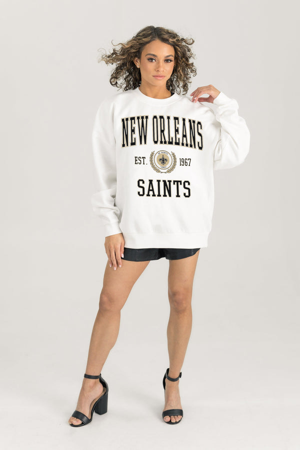 Gameday Couture NEW ORLEANS SAINTS Timeless Triumph Fleece Crewneck Pullover