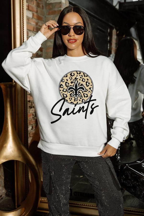 Gameday Couture NEW ORLEANS SAINTS WILD BREAKTHROUGH PREMIUM FLEECE CREWNECK PULLOVER