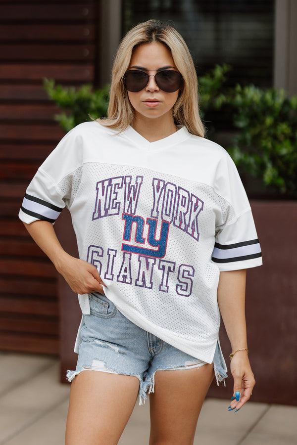 Gameday Couture NEW YORK GIANTS A Step Ahead Oversized Mesh Tee