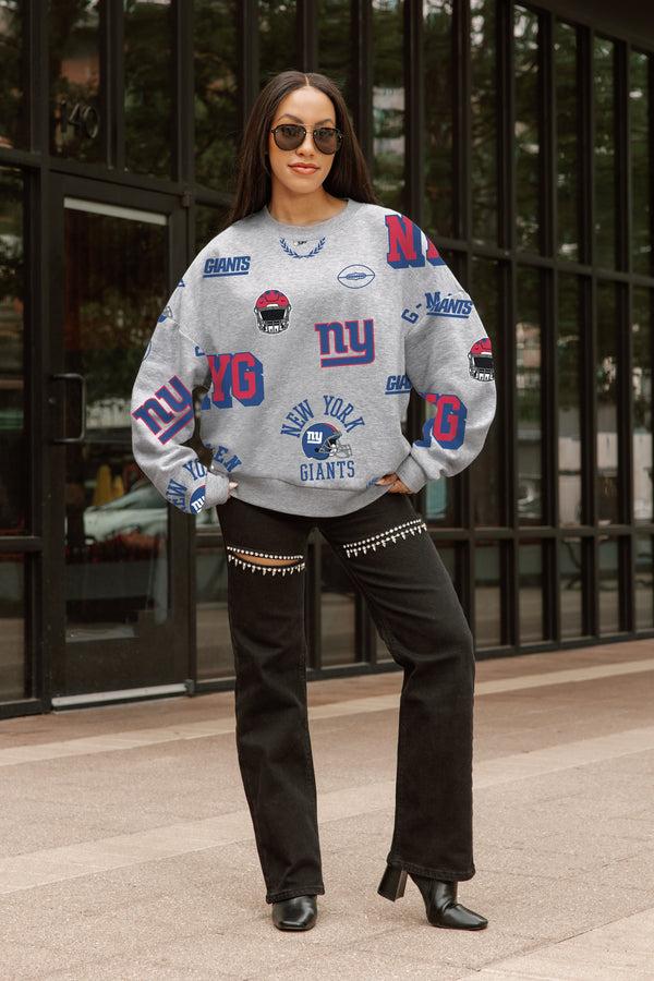 Gameday Couture NEW YORK GIANTS ALWAYS ON REPEAT PREMIUM FLEECE CREW SWEATSHIRT