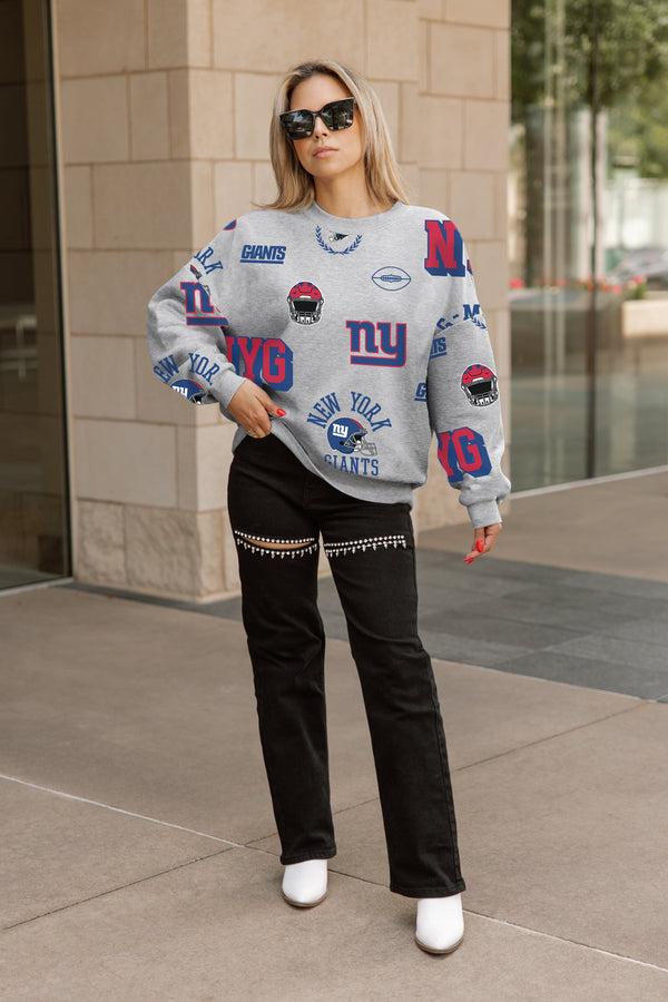Gameday Couture NEW YORK GIANTS ALWAYS ON REPEAT PREMIUM FLEECE CREW SWEATSHIRT