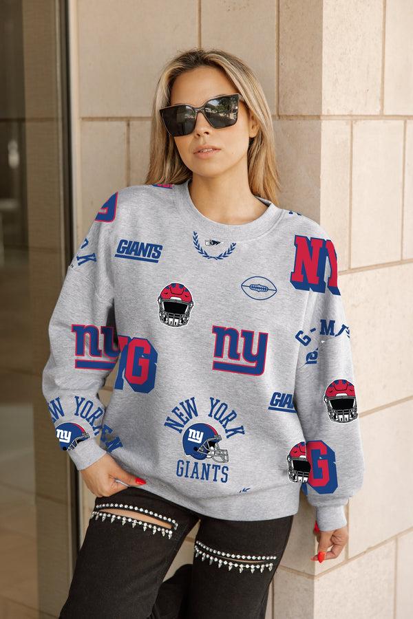 Gameday Couture NEW YORK GIANTS ALWAYS ON REPEAT PREMIUM FLEECE CREW SWEATSHIRT