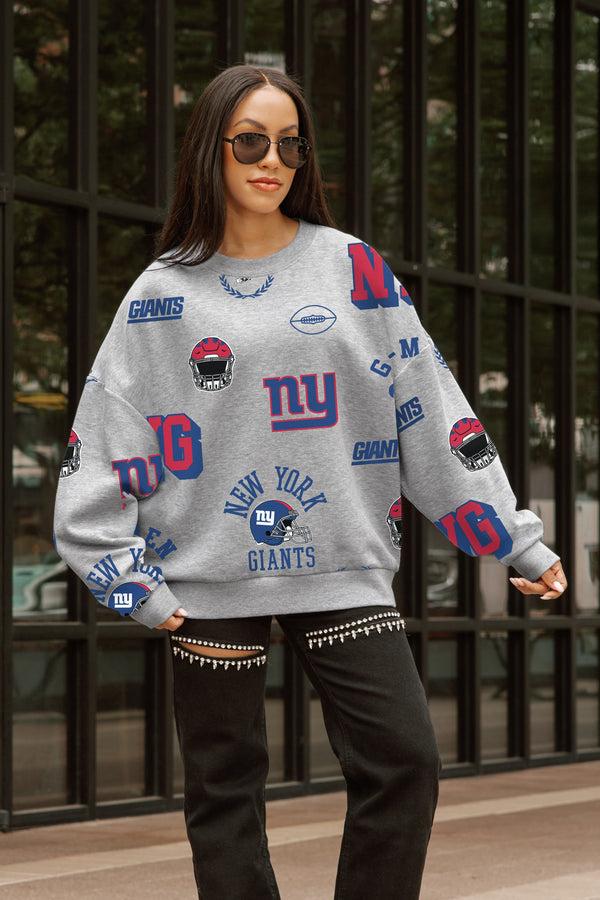 gameday couture NEW YORK GIANTS ALWAYS ON REPEAT PREMIUM FLEECE CREW SWEATSHIRT