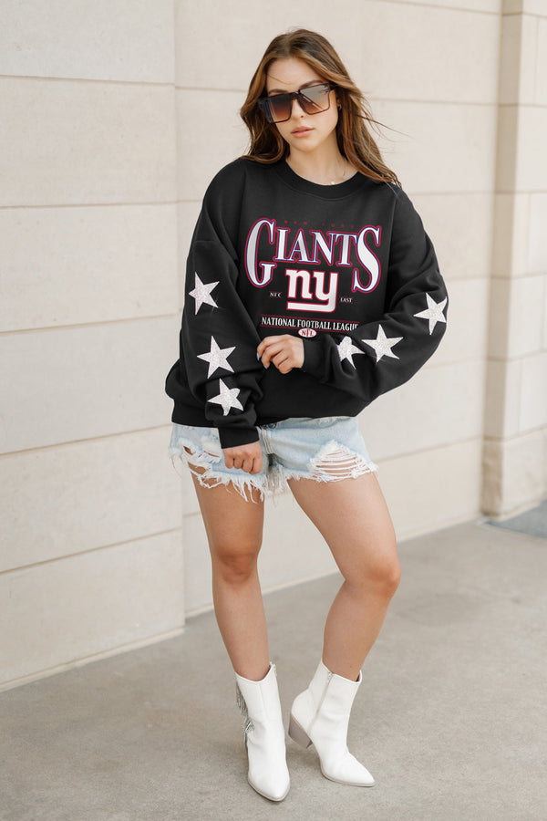 Gameday Couture NEW YORK GIANTS Gameday Glimmer Embellished Star-Sleeve Pullover