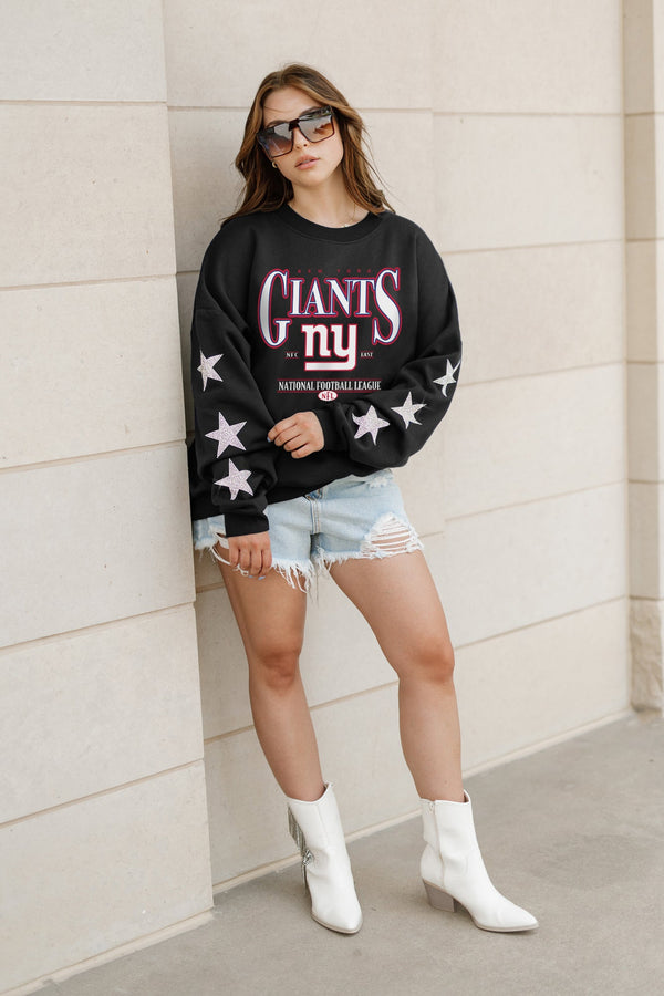 gameday couture NEW YORK GIANTS Gameday Glimmer Embellished Star-Sleeve Pullover