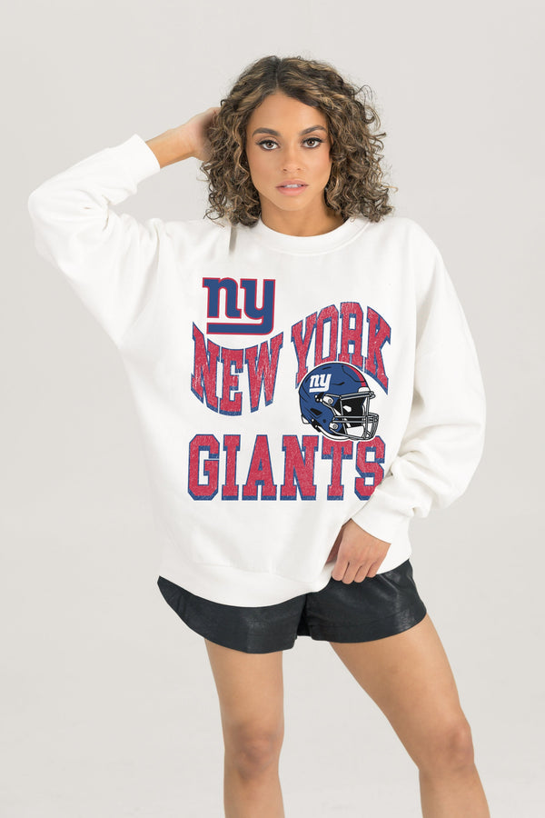 Gameday Couture NEW YORK GIANTS HARD EARNED PREMIUM FLEECE CREWNECK PULLOVER