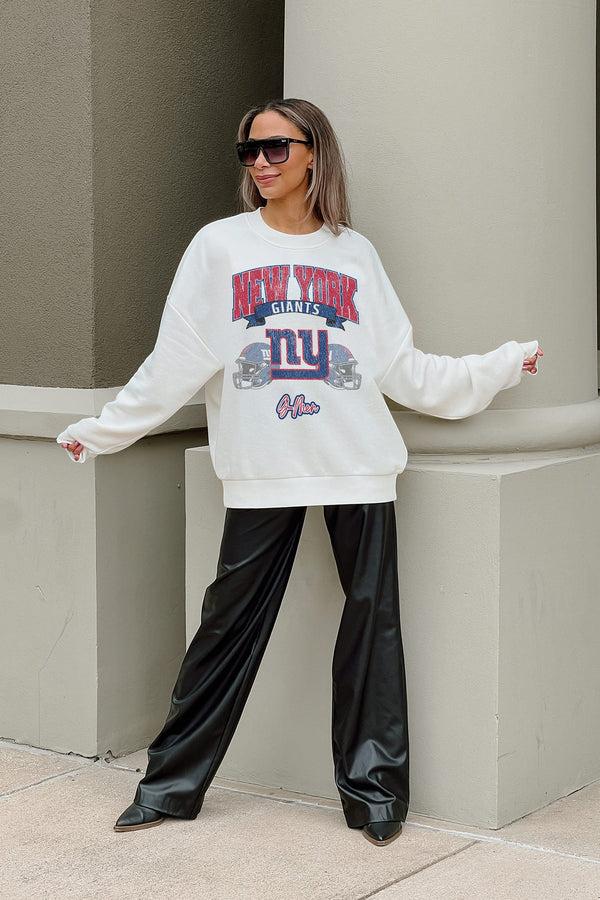 gameday couture NEW YORK GIANTS Passing Time Fleece Crewneck Pullover