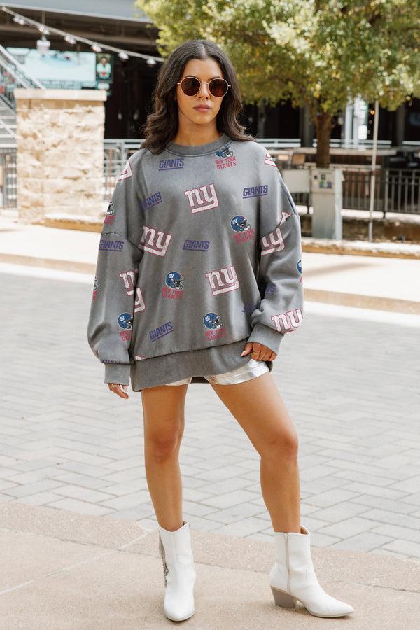 Gameday Couture NEW YORK GIANTS Playback Vintage-Wash Oversized Fleece Crew