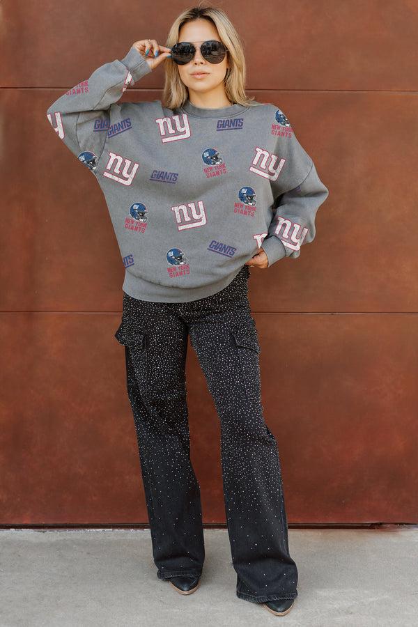 Gameday Couture NEW YORK GIANTS Playback Vintage-Wash Oversized Fleece Crew