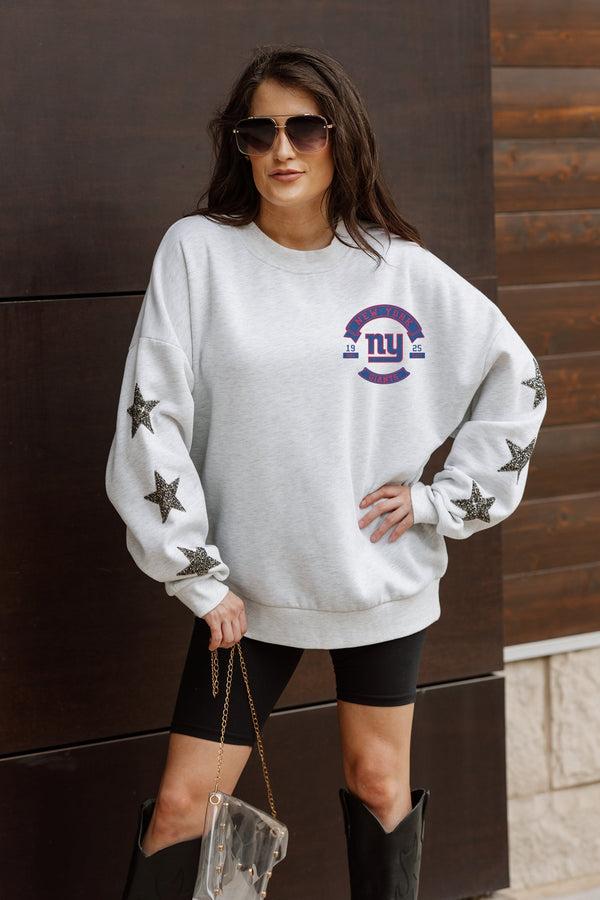 Gameday Couture NEW YORK GIANTS Ready For It Star-Sleeve Crewneck Pullover