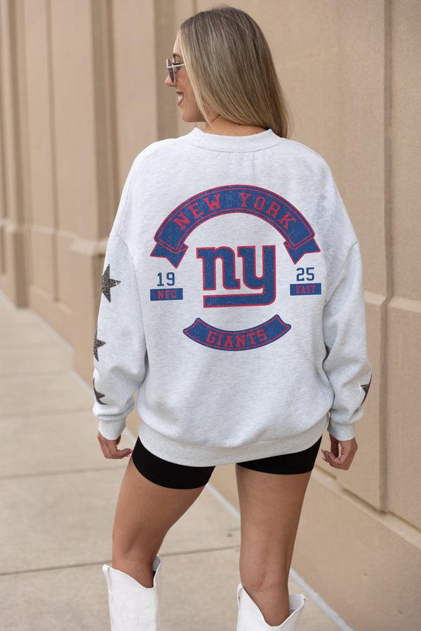 gameday couture NEW YORK GIANTS Ready For It Star-Sleeve Crewneck Pullover
