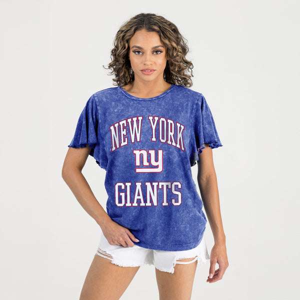 Gameday Couture NEW YORK GIANTS VICTORY MODE FLUTTER SLEEVE TEE IN ROYAL