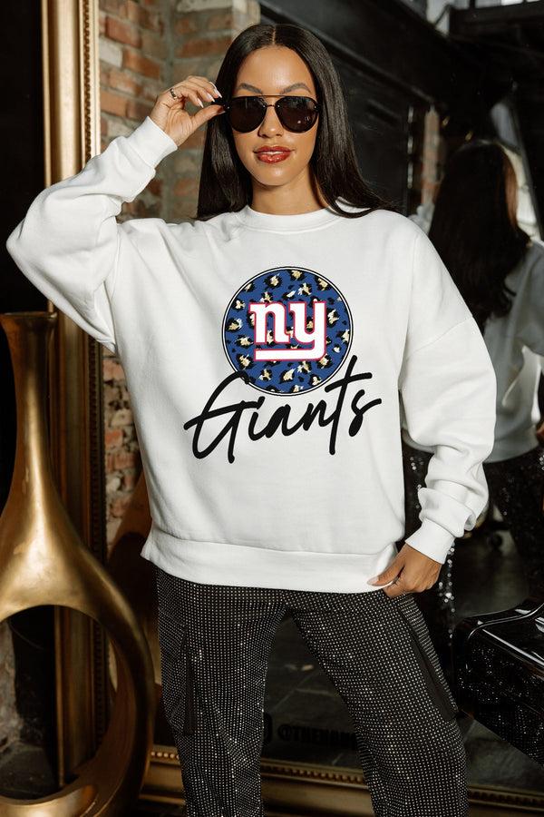 Gameday Couture NEW YORK GIANTS WILD BREAKTHROUGH PREMIUM FLEECE CREWNECK PULLOVER