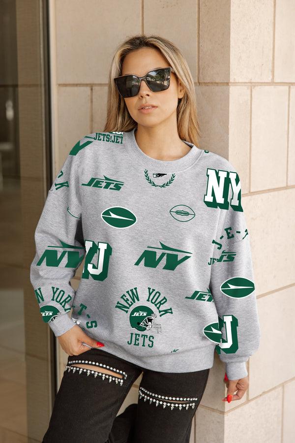 Gameday Couture NEW YORK JETS ALWAYS ON REPEAT PREMIUM FLEECE CREW SWEATSHIRT