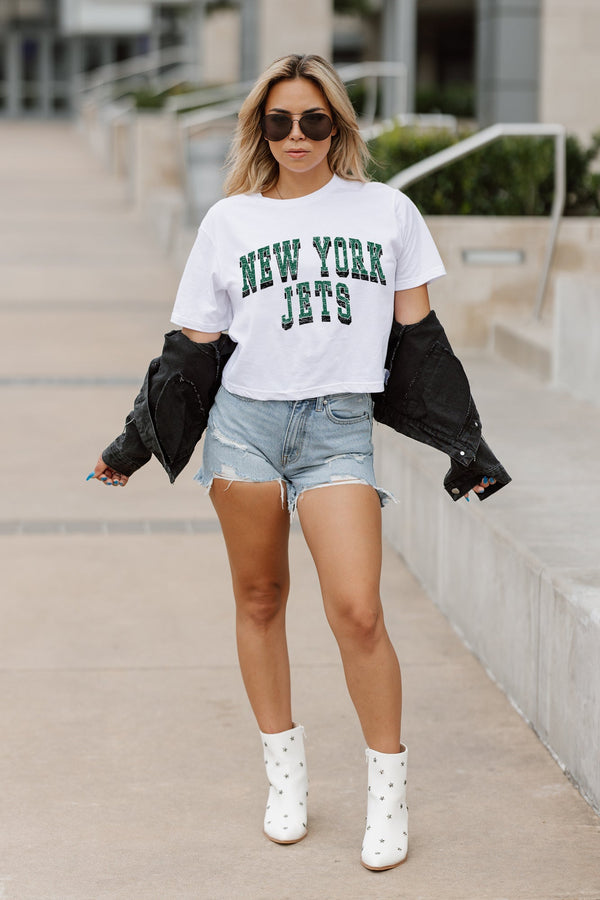 gameday couture NEW YORK JETS Claim To Fame Boxy-Fit Crop Tee