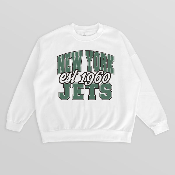 gameday couture NEW YORK JETS FADED FORMATION PREMIUM FLEECE CREWNECK PULLOVER