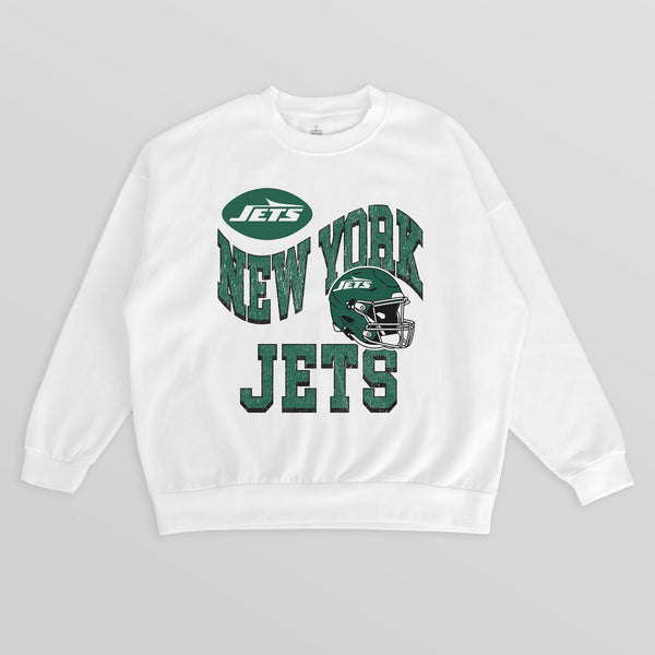 gameday couture NEW YORK JETS HARD EARNED PREMIUM FLEECE CREWNECK PULLOVER