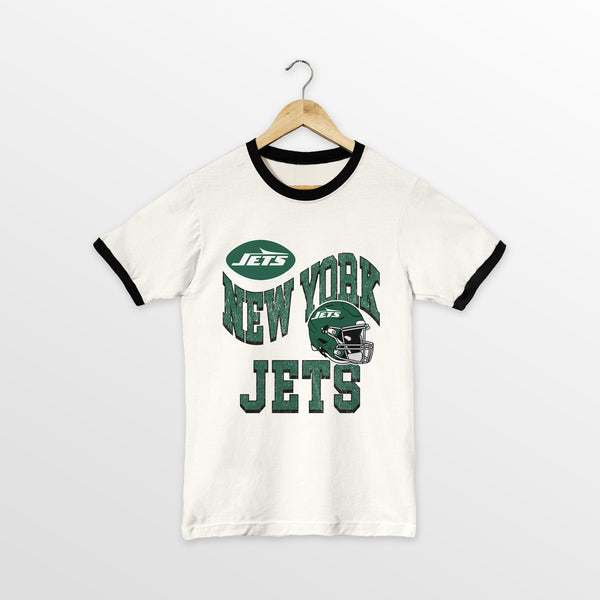 gameday couture NEW YORK JETS HARD EARNED VINTAGE RINGER TEE