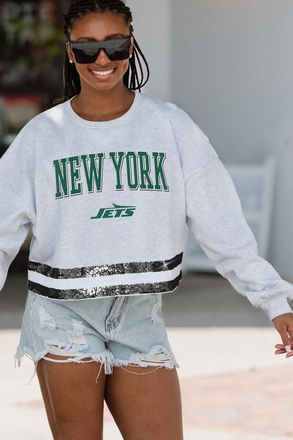 Gameday Couture NEW YORK JETS Pass The Shine Long-Sleeve Metallic-Stripe Top