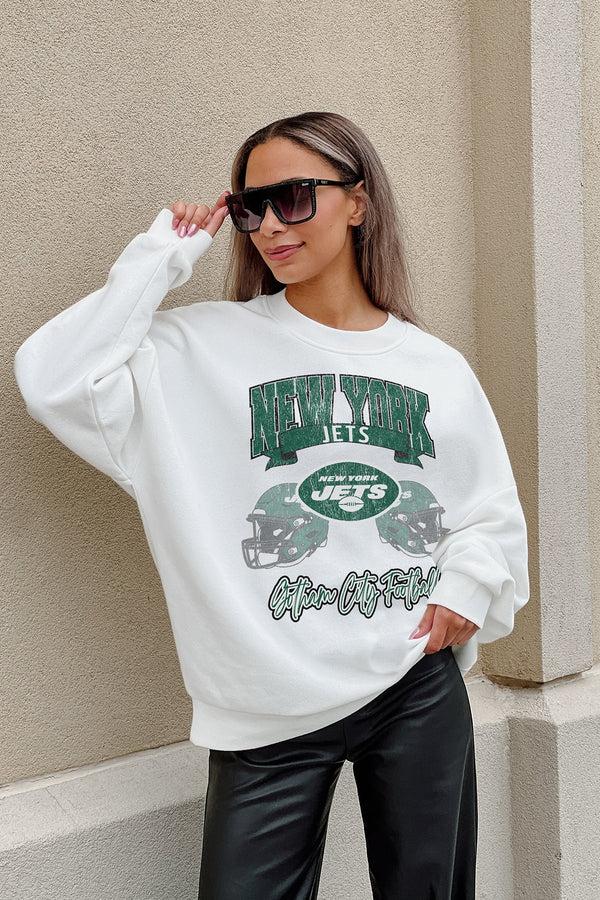 Gameday Couture NEW YORK JETS Passing Time Fleece Crewneck Pullover